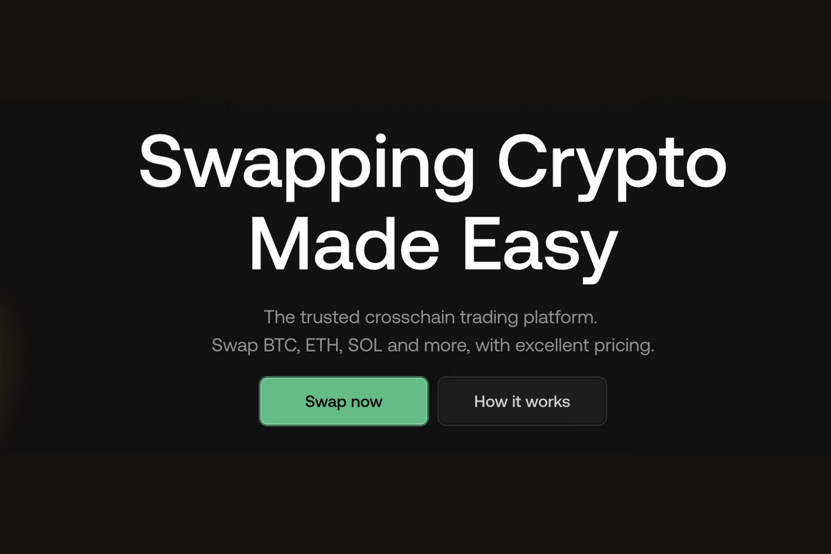The everyday user page: the headline Swapping Crypto Made Easy above Swap now and How it works buttons